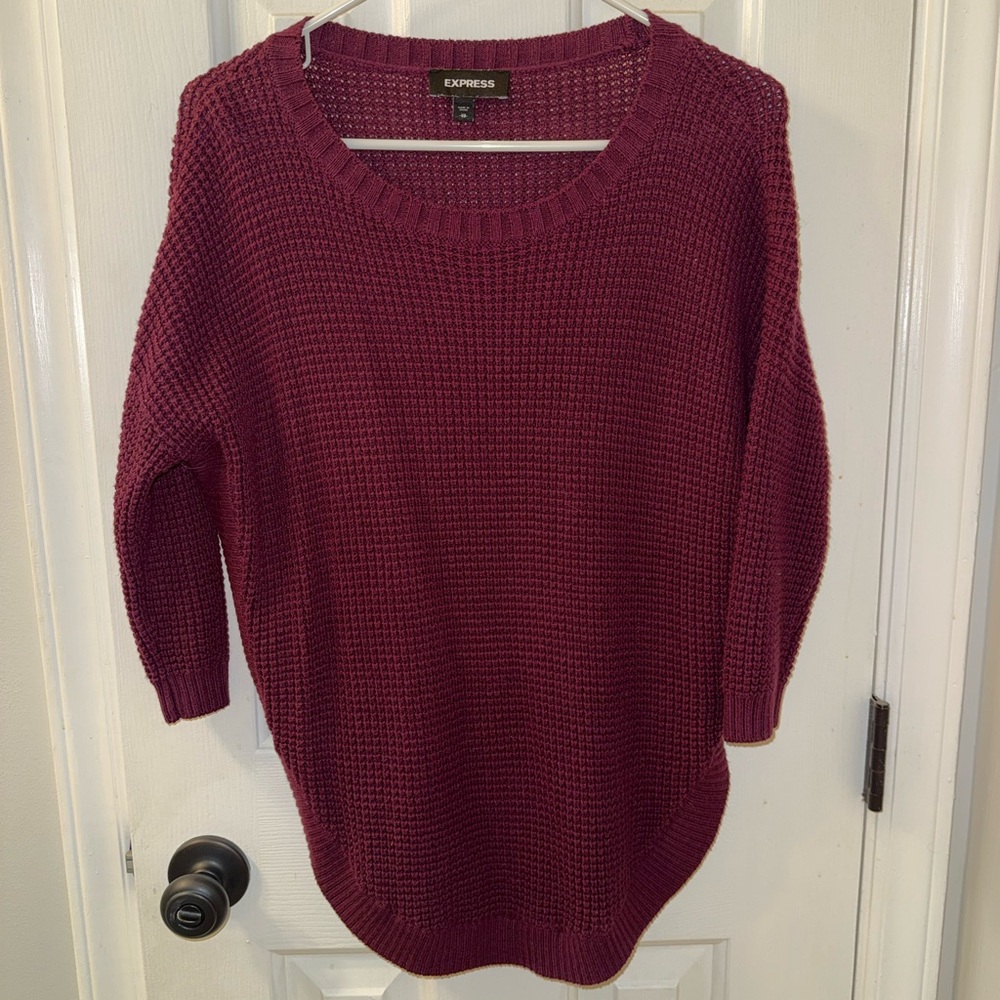 Express Women's Deep Purple Crew Neck Sweater